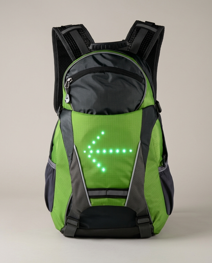 Signal Backpack in Green with the LED arrow pointing left